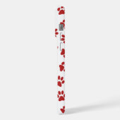 Muster von Paws, Hundebahnen, roten Pfoten iPhone Hülle (Linke Seite)