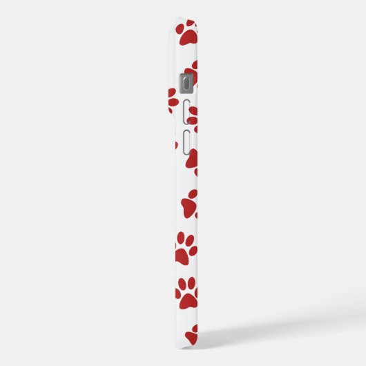 Muster von Paws, Hundebahnen, roten Pfoten iPhone Hülle (Linke Seite)