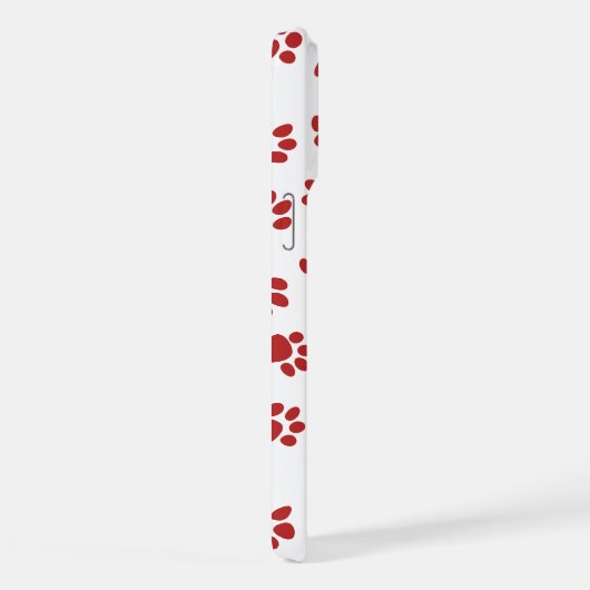 Muster von Paws, Hundebahnen, roten Pfoten iPhone Hülle (Rechte Seite)