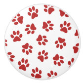 Muster von Paws, Hundebahnen, roten Pfoten Keramikknauf (Vorderseite)