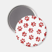 Muster von Paws, Hundebahnen, roten Pfoten Magnet (Vorderseite/Rückseite)