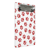 Muster von Paws, Hundebahnen, roten Pfoten Mini Klemmbrett (Schrägansicht)