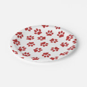 Muster von Paws, Hundebahnen, roten Pfoten Pappteller (Schrägansicht)