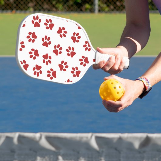 Muster von Paws, Hundebahnen, roten Pfoten Pickleball Schläger (InSitu)