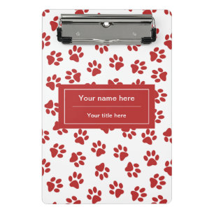Muster von Paws, Hundebügen, Katzen, roten Paws Mini Klemmbrett