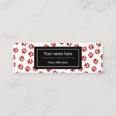 Muster von Paws, Hundebügen, Katzen, roten Paws Mini Visitenkarte (Rückseite)