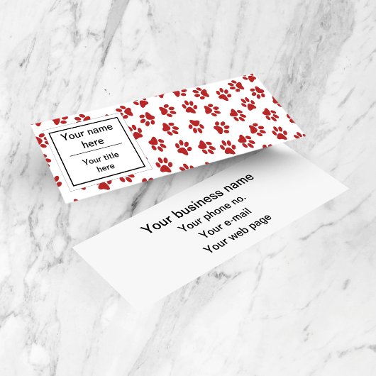 Muster von Paws, Hundebügen, Katzen, roten Paws Mini Visitenkarte