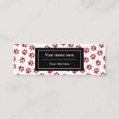 Muster von Paws, Hundebügen, Katzen, roten Paws Mini Visitenkarte (Rückseite)