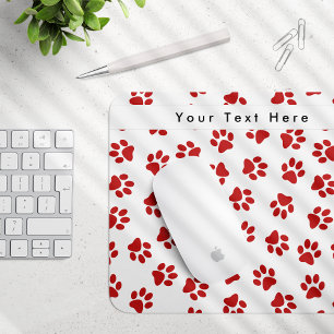 Muster von Paws, Hundebügen, Katzen, roten Paws Mousepad