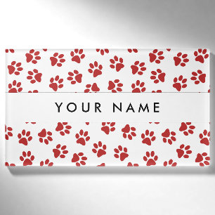 Muster von Paws, Hundebügen, Katzen, roten Paws Namenschild