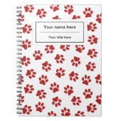 Muster von Paws, Hundebügen, Katzen, roten Paws Notizblock (Vorderseite)