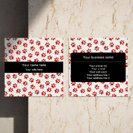 Muster von Paws, Hundebügen, Katzen, roten Paws Quadratische Visitenkarte