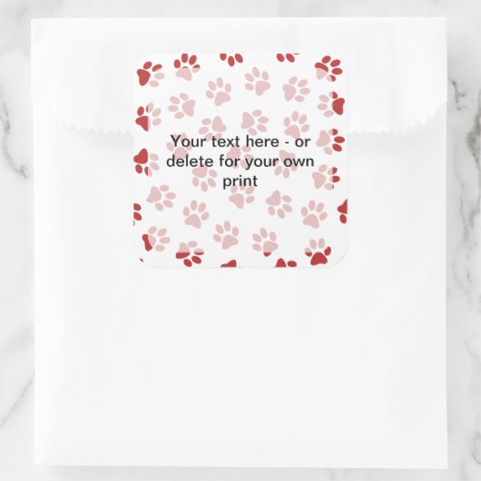 Muster von Paws, Hundebügen, Katzen, roten Paws Quadratischer Aufkleber (Tasche)