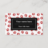 Muster von Paws, Hundebügen, Katzen, roten Paws Visitenkarte (Rückseite)