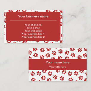 Muster von Paws, Hundebügen, Katzen, roten Paws Visitenkarte