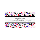 Muster von Paws, Hundepfägen, schwarzen Paws, rote Adressaufkleber (Vorne)