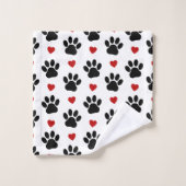 Muster von Paws, Hundepfägen, schwarzen Paws, rote Badhandtuch Set (Waschlappen)