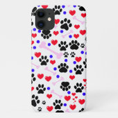 Muster von Paws, Hundepfägen, schwarzen Paws, rote Case-Mate iPhone Hülle (Rückseite)