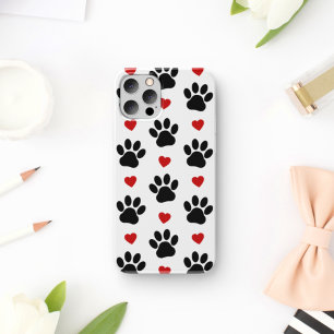 Muster von Paws, Hundepfägen, schwarzen Paws, rote Case-Mate iPhone Hülle