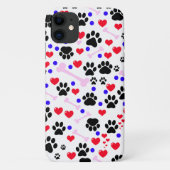 Muster von Paws, Hundepfägen, schwarzen Paws, rote Case-Mate iPhone Hülle (Rückseite)