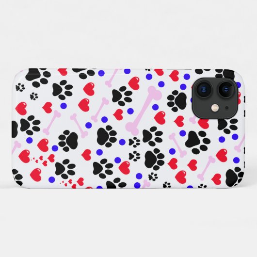 Muster von Paws, Hundepfägen, schwarzen Paws, rote Case-Mate iPhone Hülle (Rückseite (Horizontal))