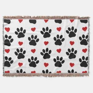 Muster von Paws, Hundepfägen, schwarzen Paws, rote Decke