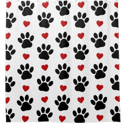 Muster von Paws, Hundepfägen, schwarzen Paws, rote Duschvorhang (Vorderseite)