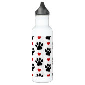 Muster von Paws, Hundepfägen, schwarzen Paws, rote Edelstahlflasche (Links)