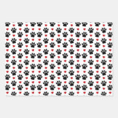 Muster von Paws, Hundepfägen, schwarzen Paws, rote Geschenkpapier Set (Vorderseite 3)