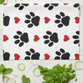 Muster von Paws, Hundepfägen, schwarzen Paws, rote Geschirrtuch (Gefaltet)