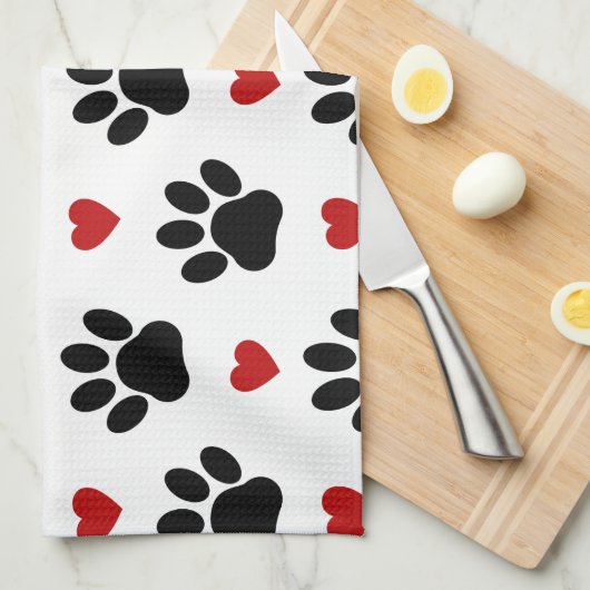 Muster von Paws, Hundepfägen, schwarzen Paws, rote Geschirrtuch (Viertel Falte)