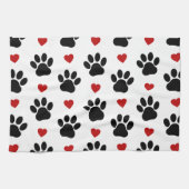 Muster von Paws, Hundepfägen, schwarzen Paws, rote Geschirrtuch (Horizontal)