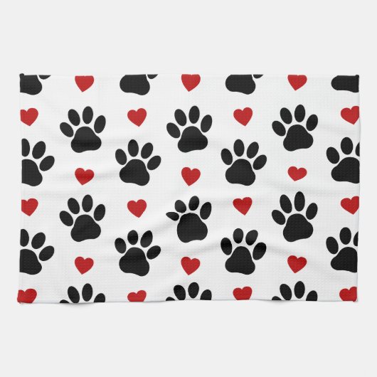 Muster von Paws, Hundepfägen, schwarzen Paws, rote Geschirrtuch (Horizontal)