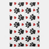 Muster von Paws, Hundepfägen, schwarzen Paws, rote Geschirrtuch (Vertikal)