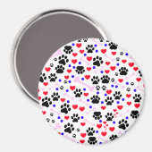 Muster von Paws, Hundepfägen, schwarzen Paws, rote Magnet (Vorderseite/Rückseite)