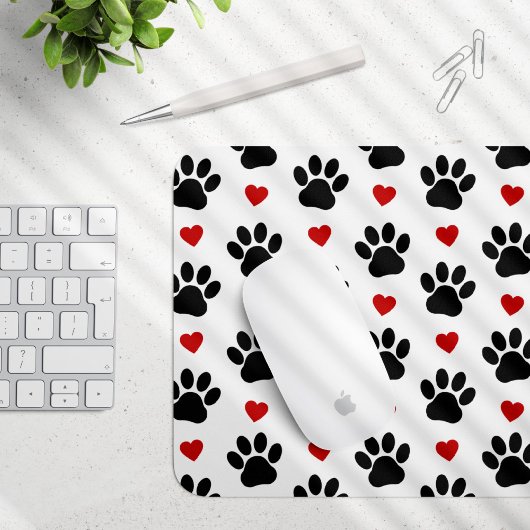 Muster von Paws, Hundepfägen, schwarzen Paws, rote Mousepad