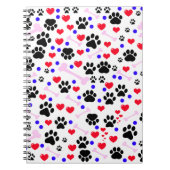 Muster von Paws, Hundepfägen, schwarzen Paws, rote Notizblock (Vorderseite)