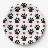 Muster von Paws, Hundepfägen, schwarzen Paws, rote Pappteller (Vorderseite)