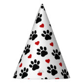 Muster von Paws, Hundepfägen, schwarzen Paws, rote Partyhütchen (Links)