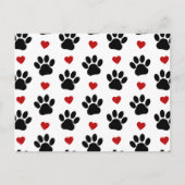 Muster von Paws, Hundepfägen, schwarzen Paws, rote Postkarte (Vorderseite)