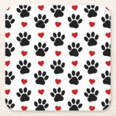 Muster von Paws, Hundepfägen, schwarzen Paws, rote Rechteckiger Pappuntersetzer (Vorderseite)