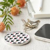 Muster von Paws, Hundepfägen, schwarzen Paws, rote Schlüsselanhänger (Seite)