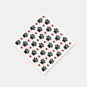 Muster von Paws, Hundepfägen, schwarzen Paws, rote Serviette (Ecke)