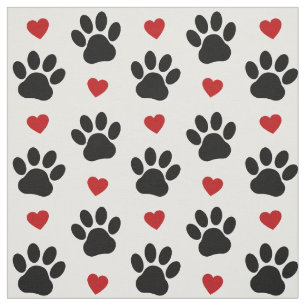 Muster von Paws, Hundepfägen, schwarzen Paws, rote Stoff
