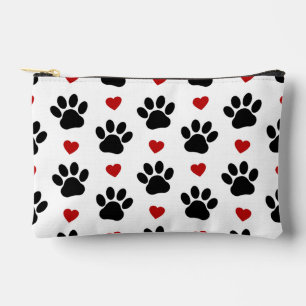 Muster von Paws, Hundepfägen, schwarzen Paws, rote Zubehörtasche
