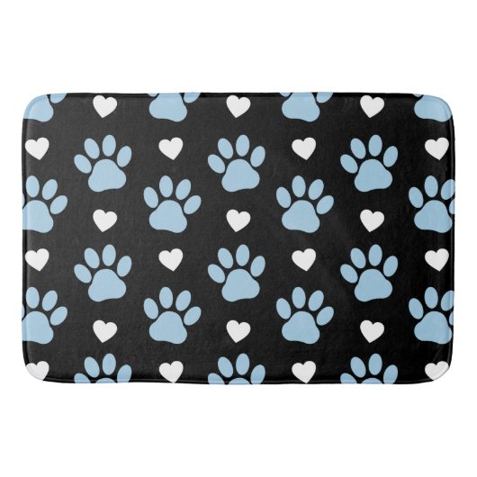 Muster von Paws, Hundeschäften, blauen Paws, weiße Badematte (Vorderseite)