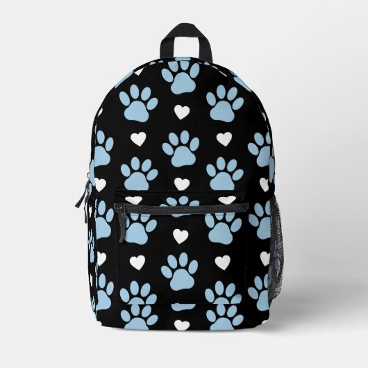 Muster von Paws, Hundeschäften, blauen Paws, weiße Bedruckter Rucksack (Vorderseite)