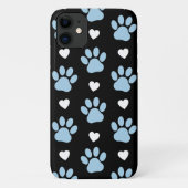 Muster von Paws, Hundeschäften, blauen Paws, weiße Case-Mate iPhone Hülle (Rückseite)