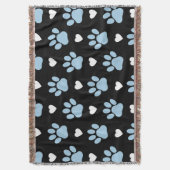 Muster von Paws, Hundeschäften, blauen Paws, weiße Decke (Vorderseite Vertikal)