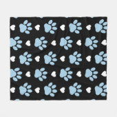 Muster von Paws, Hundeschäften, blauen Paws, weiße Fleecedecke (Vorderseite (Horizontal))
